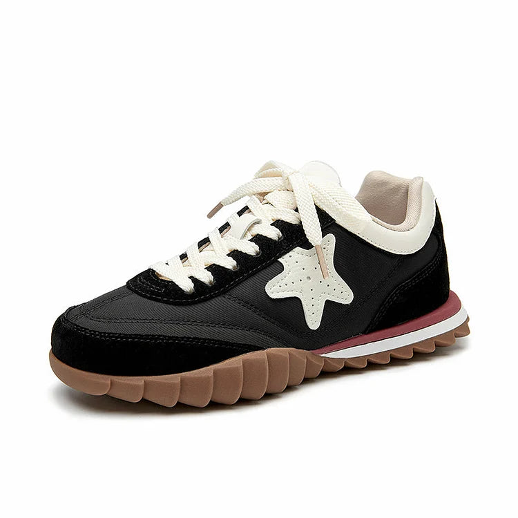 Women's Retro Patchwork Lace-up Sneakers