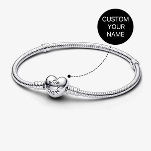 Personalized Heart Clasp Snake Chain Bracelet