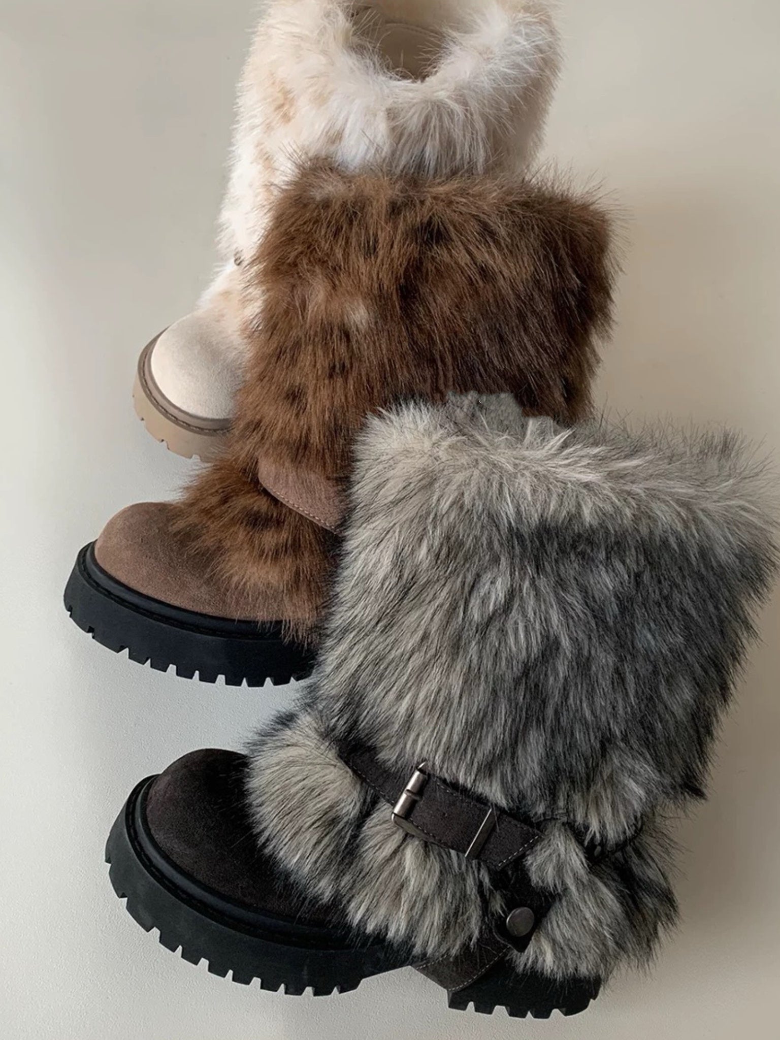 2025 Fashion New Casual Platform Fur Women Snow Ankle Boots Shoes