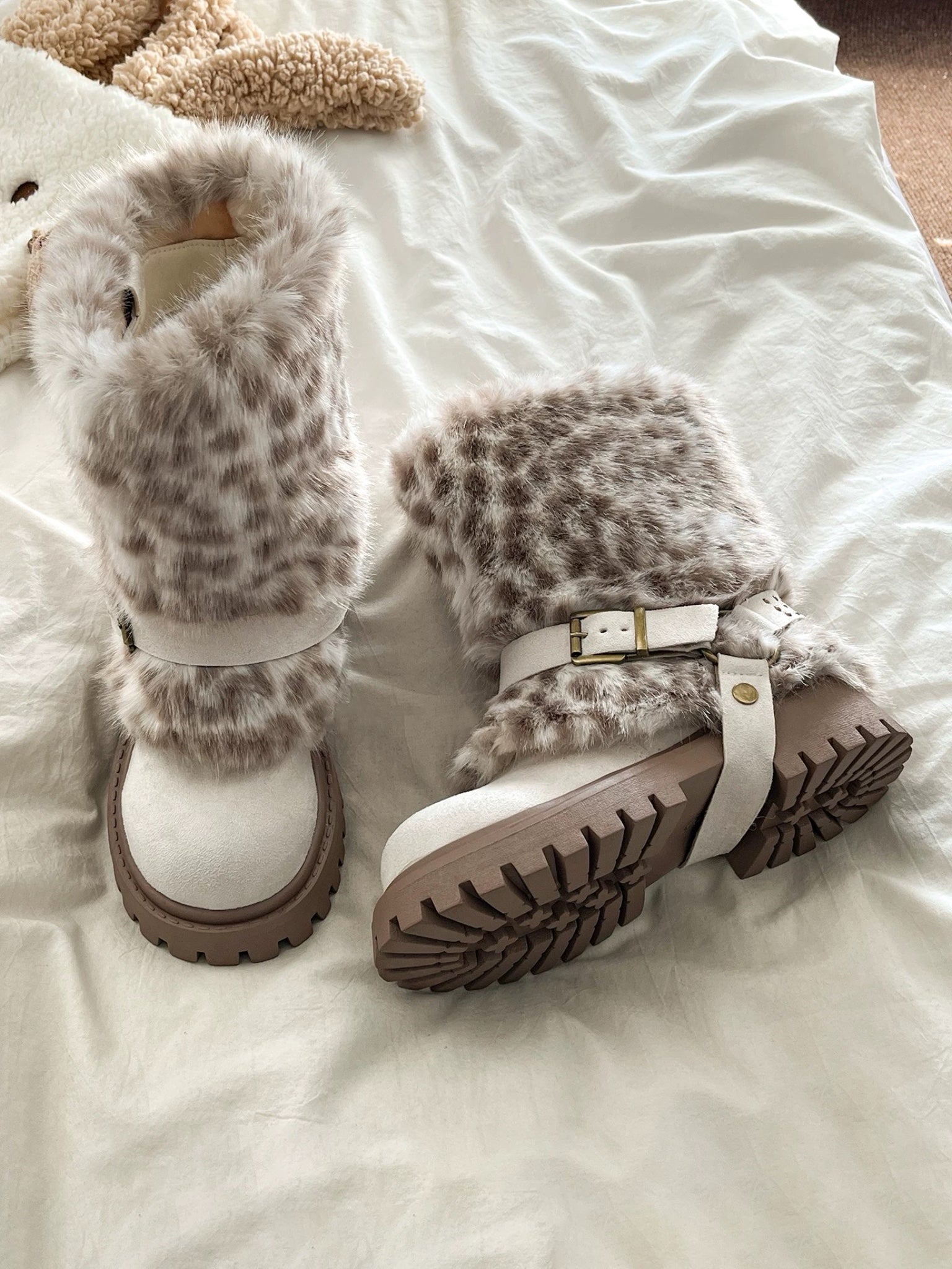 2025 Fashion New Casual Platform Fur Women Snow Ankle Boots Shoes