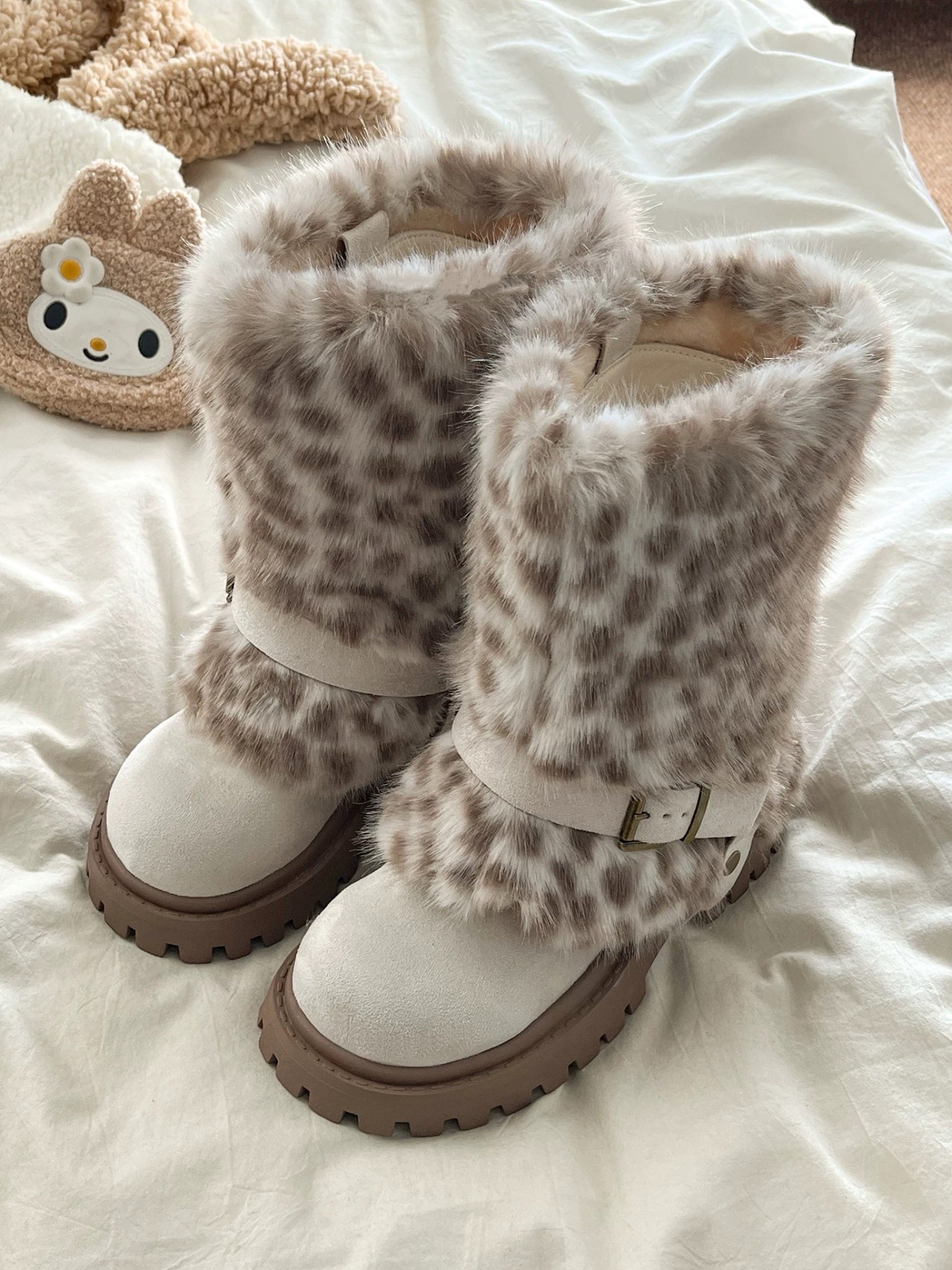 2025 Fashion New Casual Platform Fur Women Snow Ankle Boots Shoes