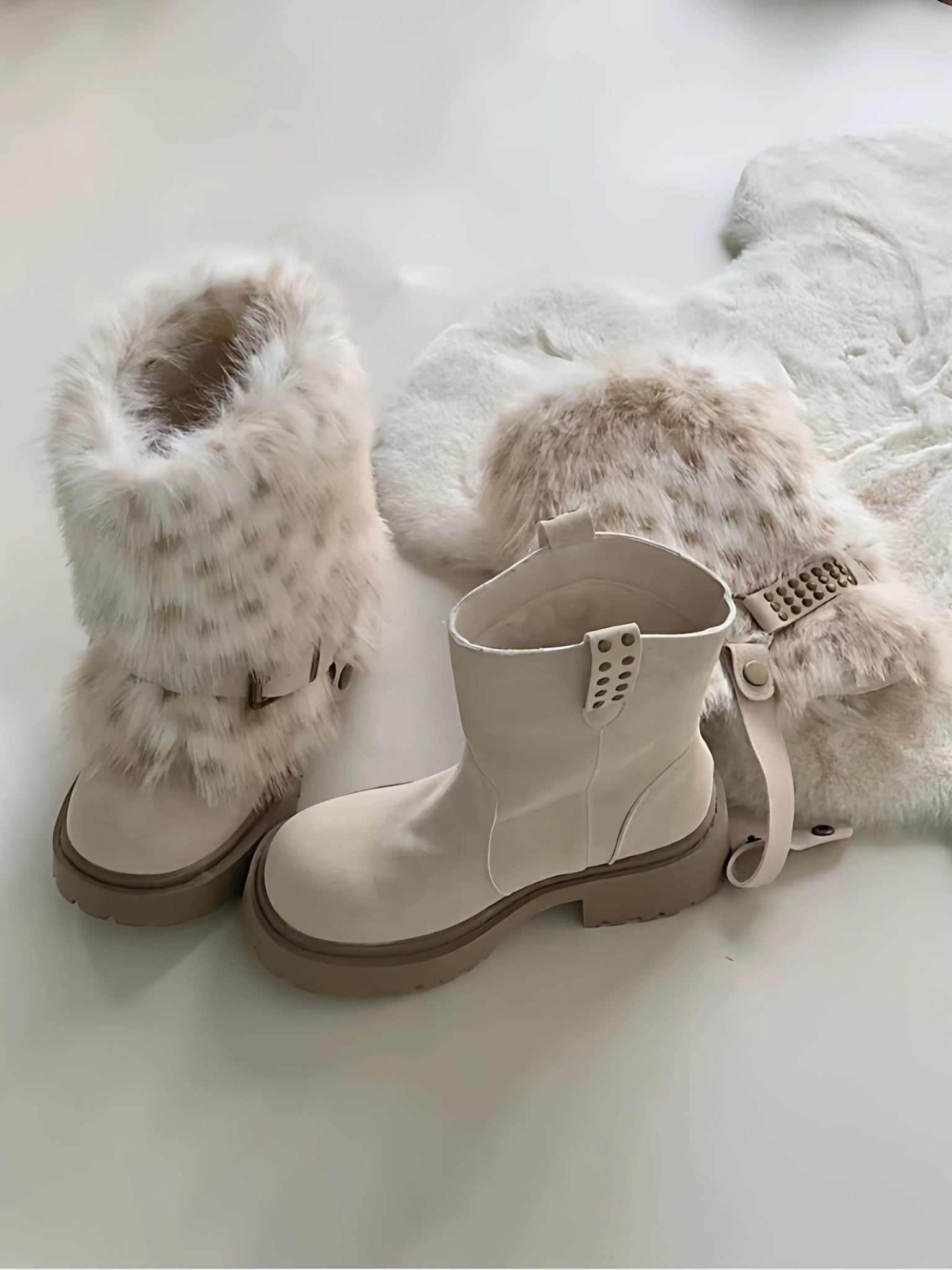 2025 Fashion New Casual Platform Fur Women Snow Ankle Boots Shoes