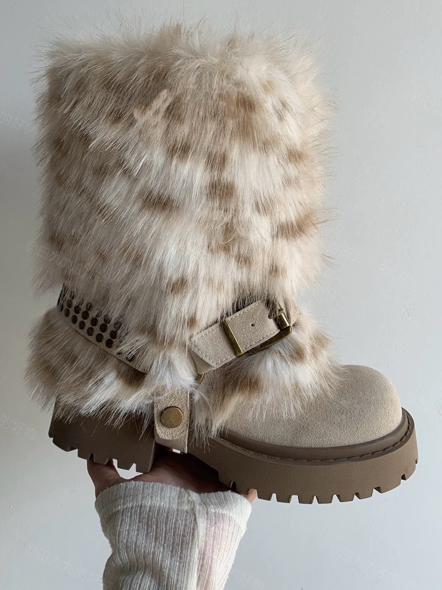 2025 Fashion New Casual Platform Fur Women Snow Ankle Boots Shoes