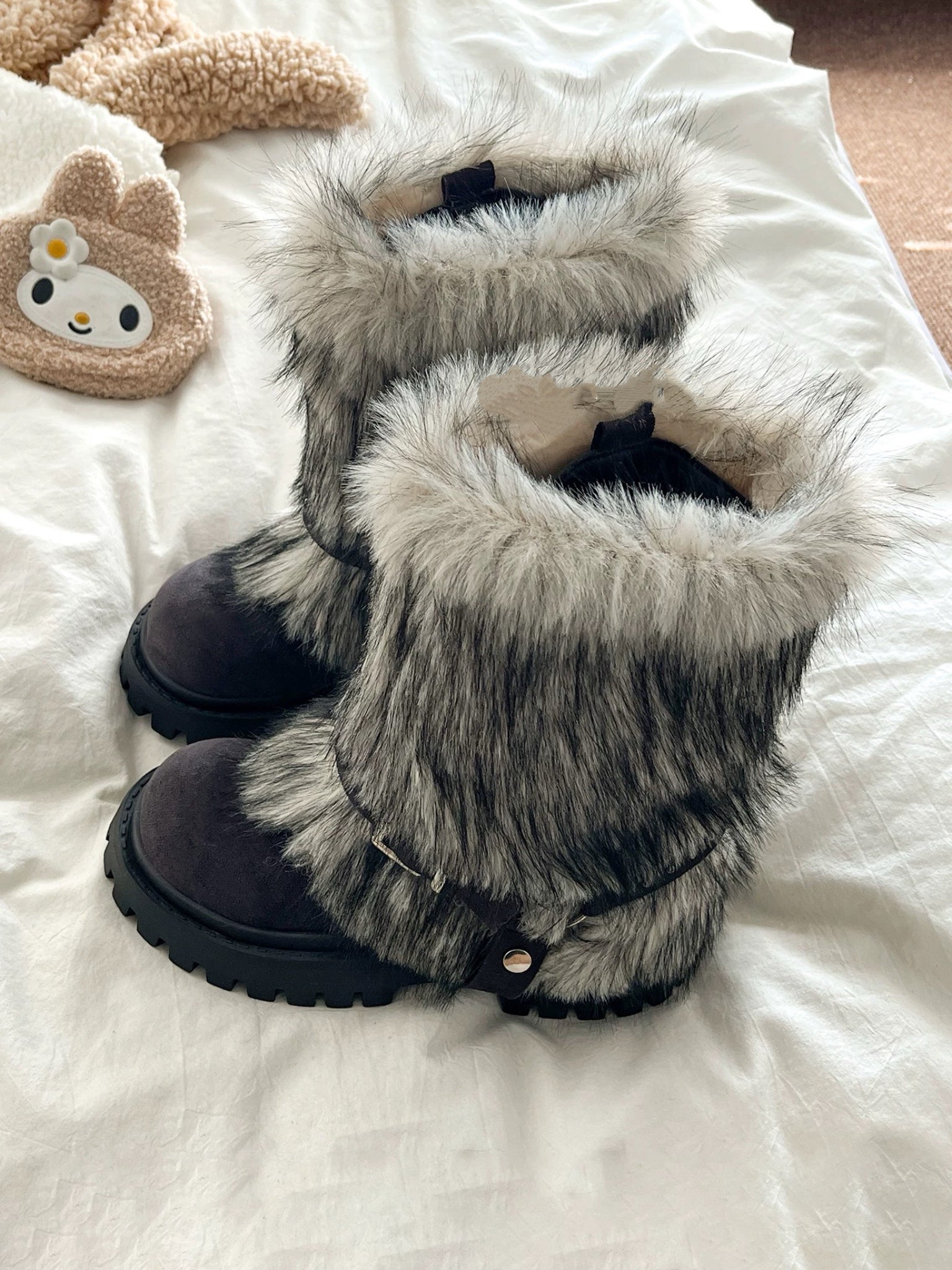 2025 Fashion New Casual Platform Fur Women Snow Ankle Boots Shoes