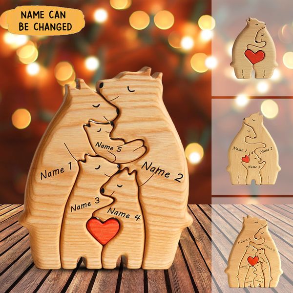 Wooden Bears Personalized Family Puzzle Decor