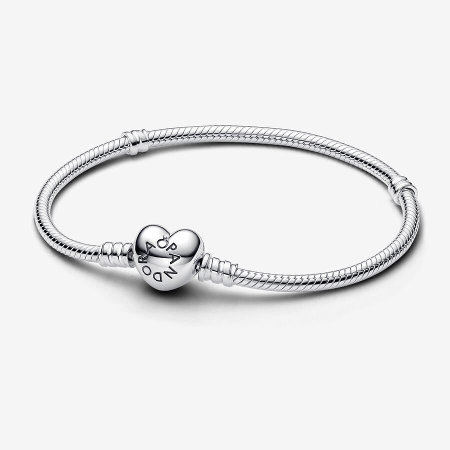 Personalized Heart Clasp Snake Chain Bracelet
