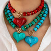 Fashionable Individual Dopamine Colored Bead Heart Pendant