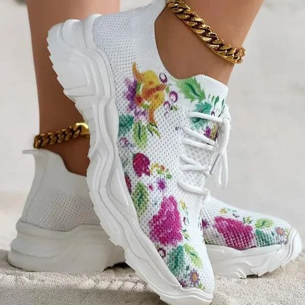 Women Floral Print Breathable Orthopedic Sneakers