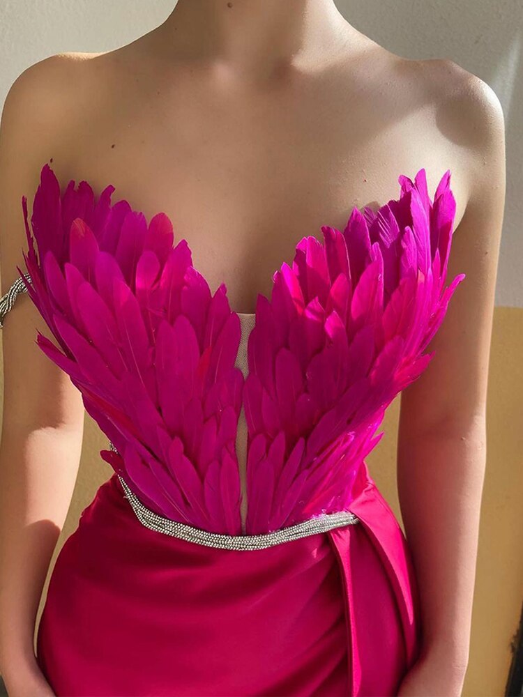 White angel feather dress