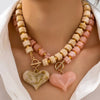 Fashionable Individual Dopamine Colored Bead Heart Pendant