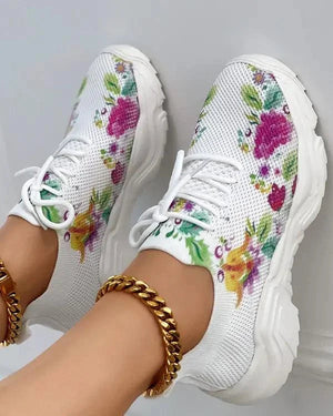 Women Floral Print Breathable Orthopedic Sneakers