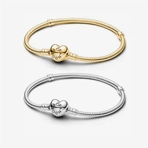Personalized Heart Clasp Snake Chain Bracelet