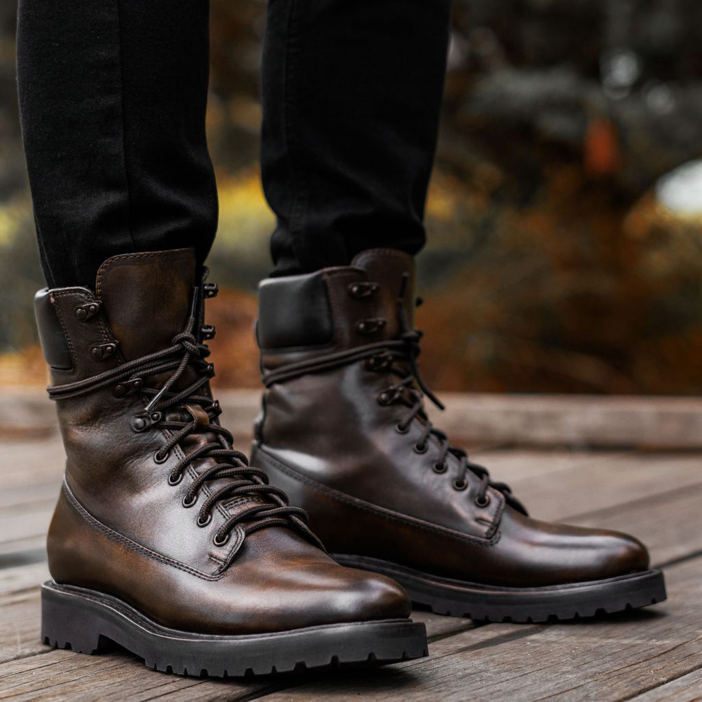 High quality men's genuine leather handmade boots