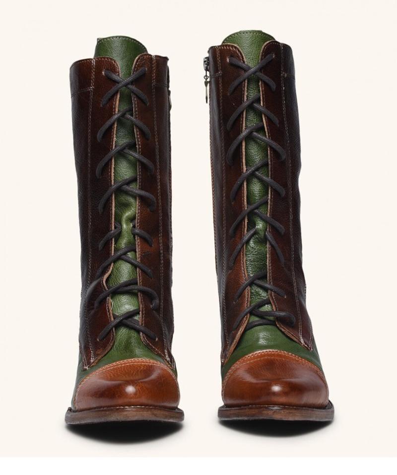 New Lace-up Genuine Leather High Boots