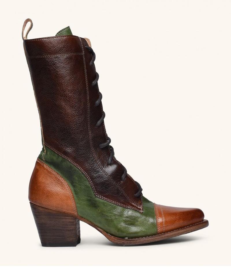 New Lace-up Genuine Leather High Boots