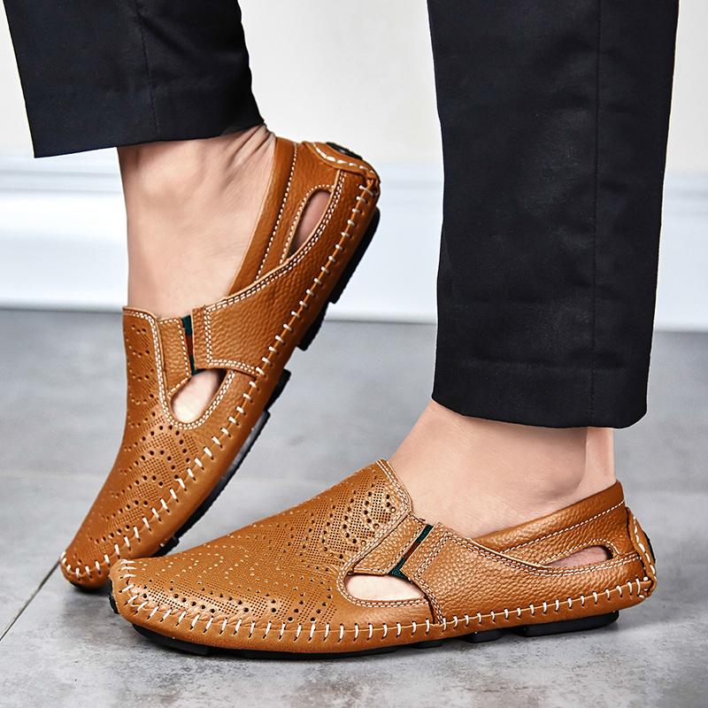 Men Luxury Leather Casual Slip-on Sandals