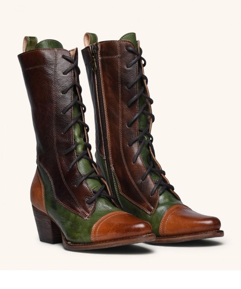 New Lace-up Genuine Leather High Boots