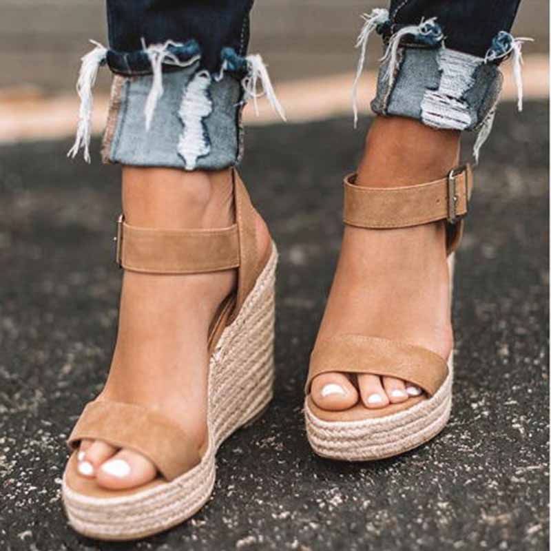 Women Peep Toe High Wedges Heel Sandalia