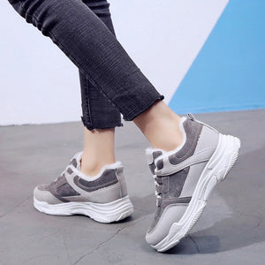 Women Winter Lace-Up Shoes Velvet Sneakers