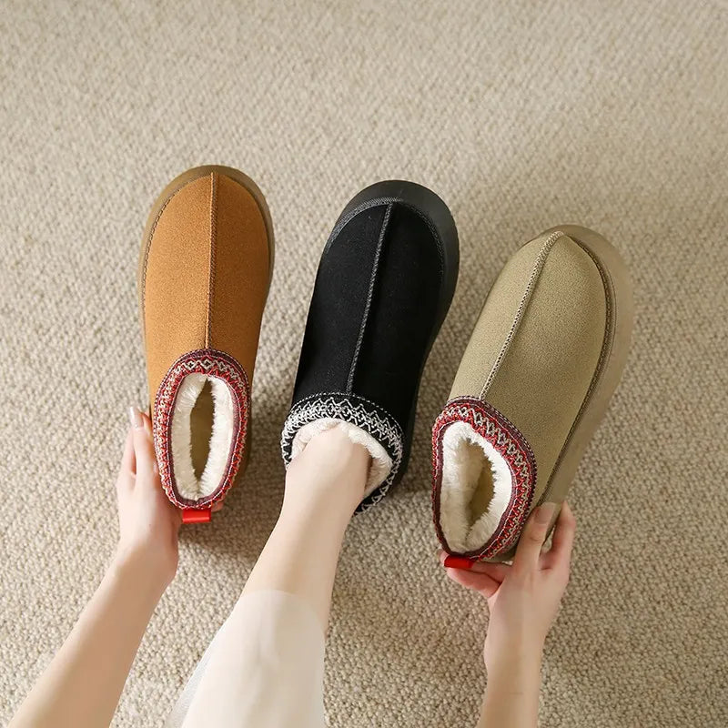 New Winter Retro Women Warm Leather Shoes