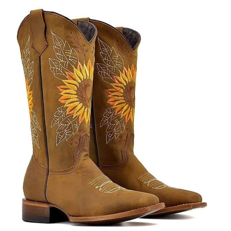 Western women's cowboy embroidered boots