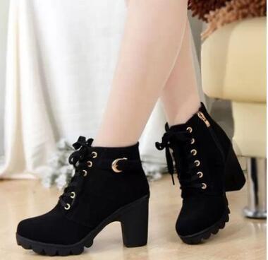 Women Sexy Solid Lace-up Boots