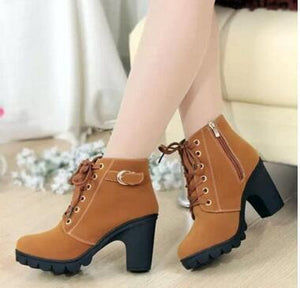 Women Sexy Solid Lace-up Boots