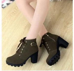 Women Sexy Solid Lace-up Boots