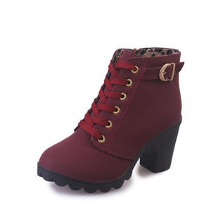 Women Sexy Solid Lace-up Boots