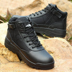 Light Genuine Leather Military With Side Zipper Men's Boots