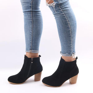 NEW Side Zipper Thick Heel Boots