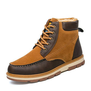 Super Warm Men's Winter Pu Leather Ankle Boots