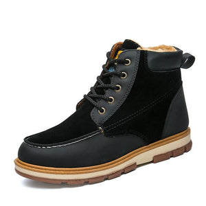 Super Warm Men's Winter Pu Leather Ankle Boots