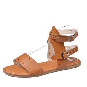 New Women Gladiator Rivets Patchwork Flat Heels Sandals