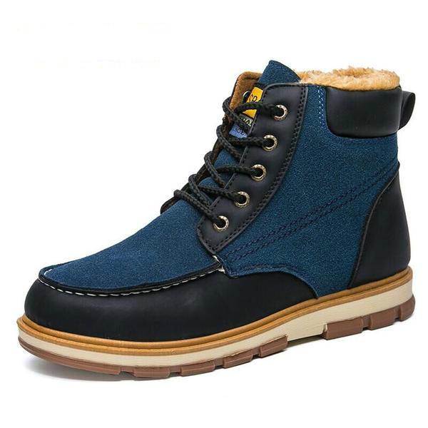 Super Warm Men's Winter Pu Leather Ankle Boots